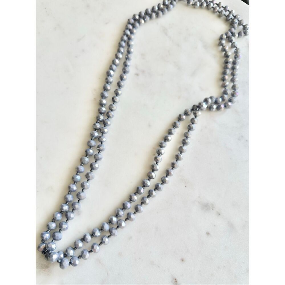 Steel Grey Sparkly Beaded Layered Necklace